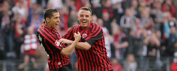 Matmour und Meier freuen sich. Foto: Stefan Krieger.