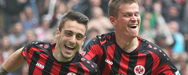 Joselu und Madlung freuen sich. Foto: Stefan Krieger.