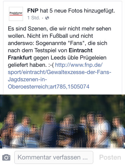 Screenshot Facebook. Bild unkenntlich gemacht von mir.